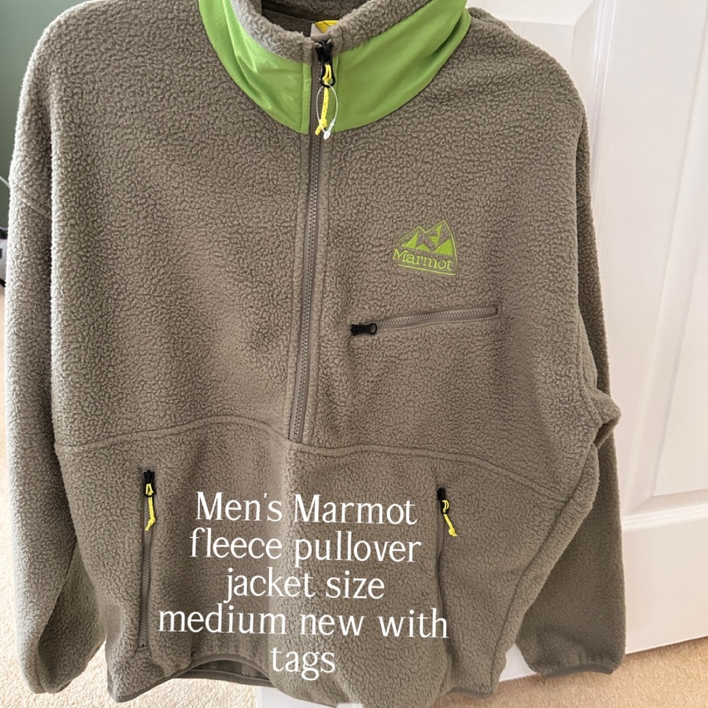 Marmot Men's Olive and Lime Fleece  Pullover Jacket